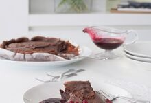 Bolo de Nutella com coulis de frutos vermelhos