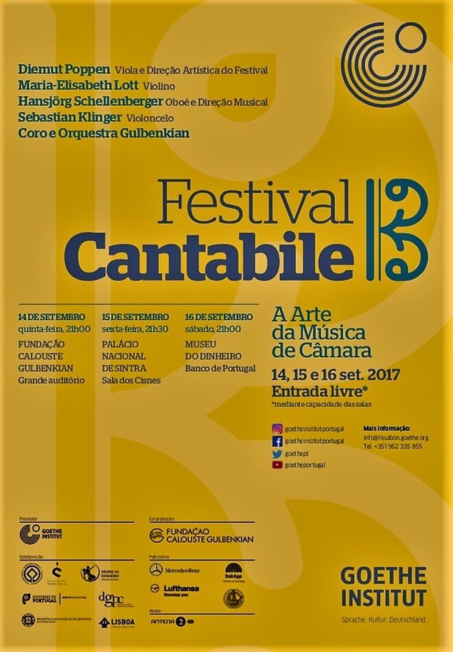 O Festival Cantabile celebra a sua oitava edição com um programa rico, que vai do barroco à música contemporânea. Entre os dias 14 e 16 de setembro estão marcados três concertos em Lisboa e Sintra.
