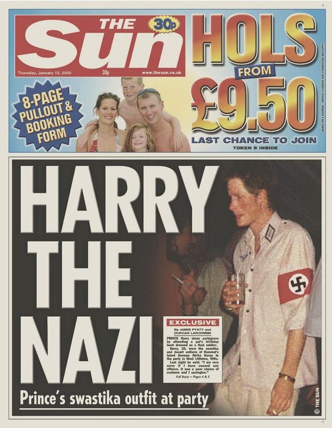 Em 2005, Harry foi protagonista de mais um escândalo, ao aparecer com um uniforme nazi numa festa.
