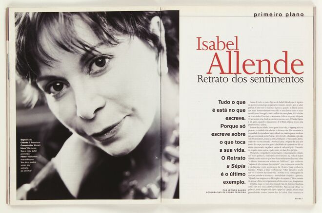 Isabel Allende, a escritora falou com a Máxima a propósito do lançamento do livro O Retrato de Sépia. 2001. Por Leonor Xavier.  Fotografia: Pedro Ferreira.