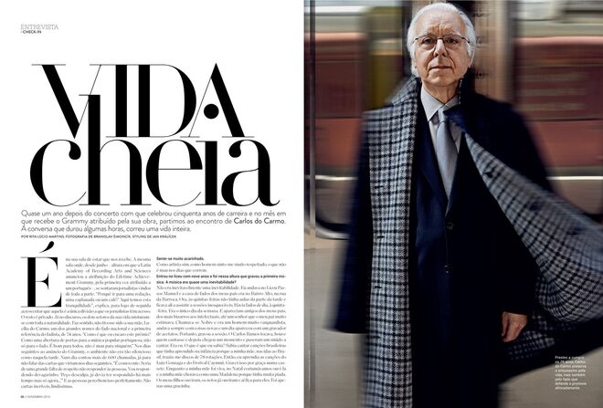 Carlos do Carmo, no mês em que ganhou o Grammy. Novembro de 2014. Por Rita Lúcio Martins. Fotografia: Branislav Simoncik.