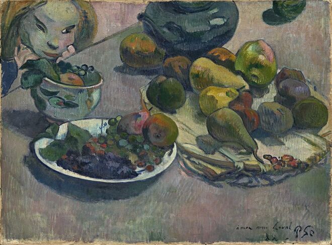 Nature morte aux fruits, Paul Gauguin. Exposição Gauguin The Alchimist, no Grand Palais, em Paris.
