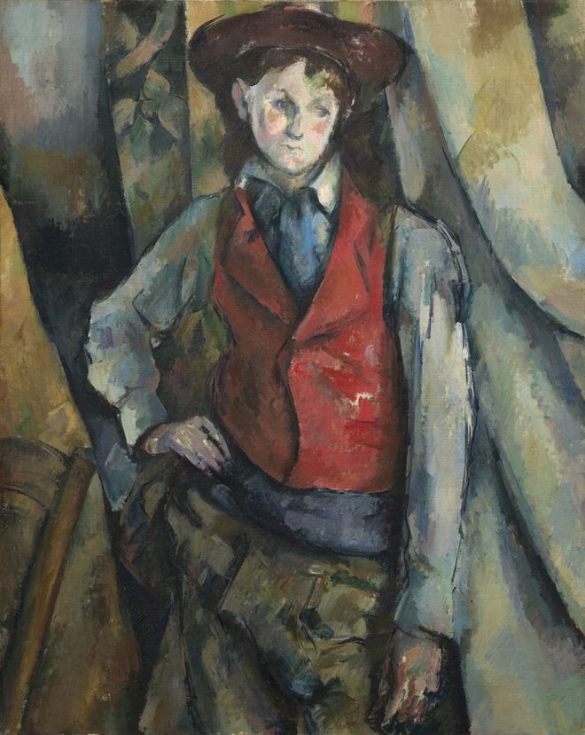 Boy in a Red Waistcoat, 1888-90, Paul Cézanne - National Gallery of Art, Washington. Exposição Cézanne Portraits, na National Portrait Gallery, em Londres.