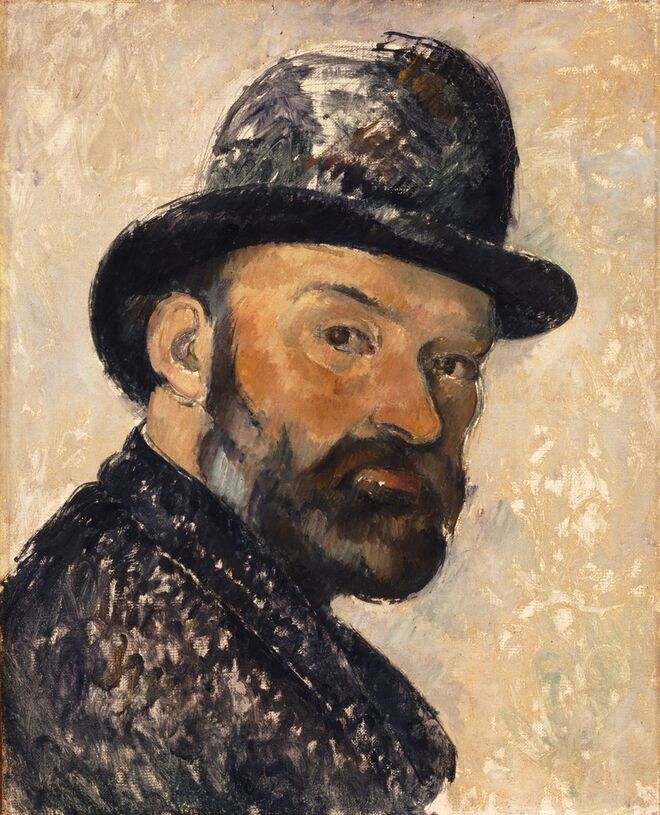 Self Portrait in a Bowler Hat, 1885-86, Paul Cézanne - Ny Carlsberg Glyptotek, Copenhaga. Exposição Cézanne Portraits, na National Portrait Gallery, em Londres.