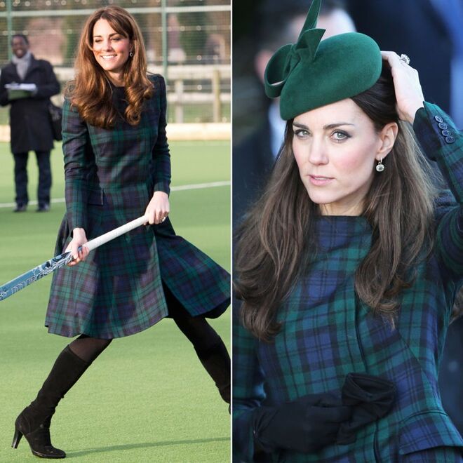 Outro dos casacos favoritos da duquesa, este em xadrez verde. 