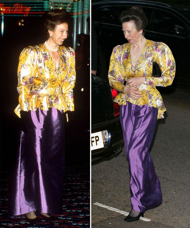 Mais um exemplo de que como as tendências de moda se renovam década após década num look recuperado pela princesa Ana. 