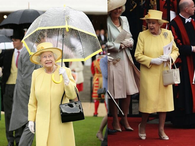 Também a rainha Isabel II, que sempre foi fã de looks coloridos, repete looks frequentemente.