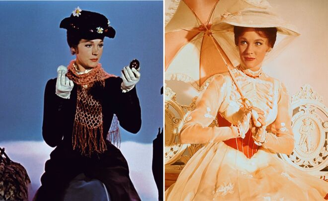 Mary Poppins (1964) | Julie Andrews na pele da ama mais famosa do mundo. Quem não se recorda do famoso chapéu de flores com o qual a personagem se fazia passear pelas ruas de Londres?
