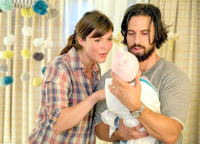 Rebecca (Mandy Moore) e Jack (Milo Ventimiglia), em This is Us (2016 até hoje)