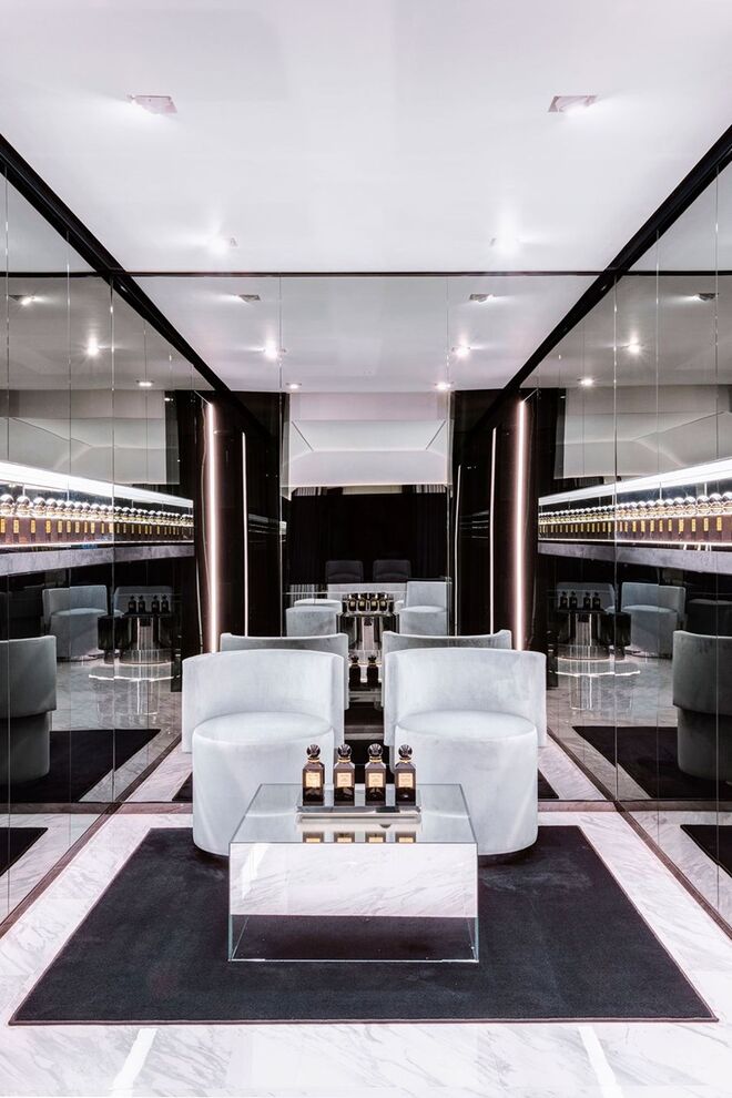 Sala privada para misturar fragrâncias Tom Ford | Foto Simon Wagner