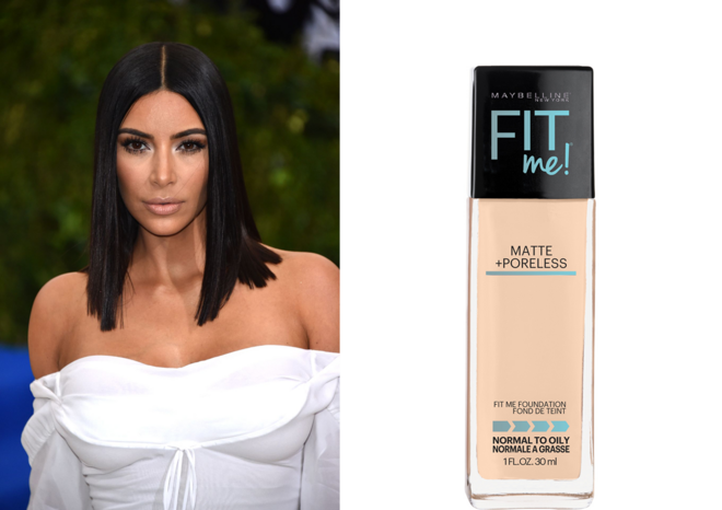 KIM KARDASHIAN | Quando Kim falou das suas bases favoritas num vídeo que publicou na sua app, mencionou a Lasting Finish Foundation da Rimmel London (€6,80) e a Fit Me Matte + Poreless Foundation (€6,70), da Maybelline. Para remover toda a maquilhagem, Kim usa sempre as toalhitas desmaquilhantes da Neutrogena (€4).