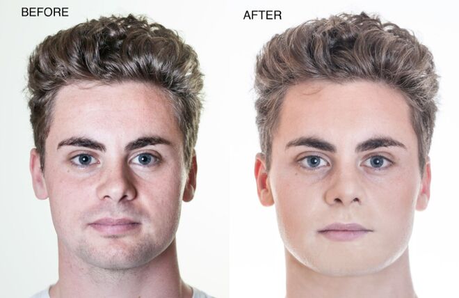 Exemplo antes e depois no site da Jecca Makeup