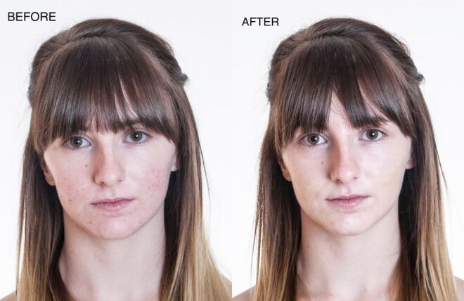 Exemplo antes e depois no site da Jecca Makeup