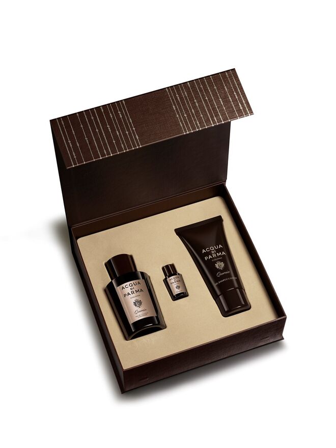 Colonia Quercia Gift Set: Colonia Quercia eau de cologne (100 ml), gel shampoo e duche (75 ml) e Colonia Quercia miniatura (5 ml), €175, Acqua di Parma