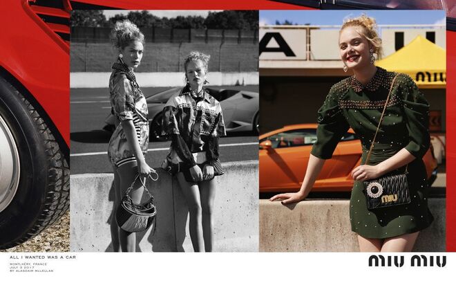 Elle Fanning, Kesewa Aboah, Anna Ewers, Doutzen Kroes, Lily Nova, Joan Smalls, Slick Woods | Miu Miu para primavera/verão 2018 