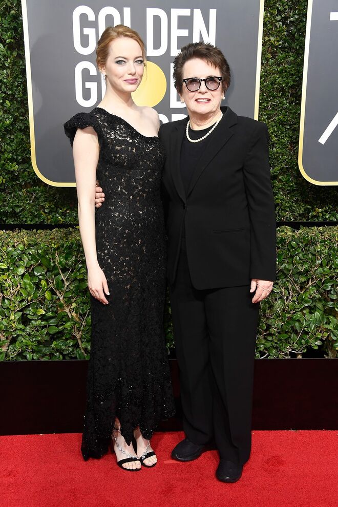 Emma Stone em Louis Vuitton e Billie Jean King