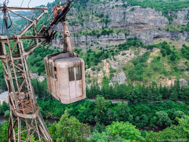 Rede de teleférico aéreo em Chiatura, Geórgia