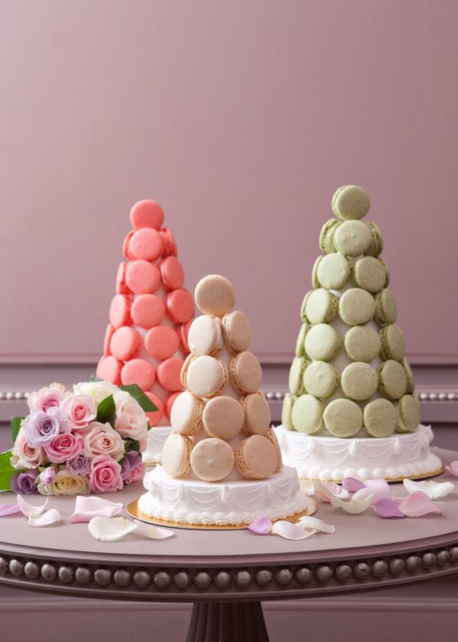 Pirâmides de Macarons, de 20 a 520 macarons. Preços de 68,50€ a 1254, 20€