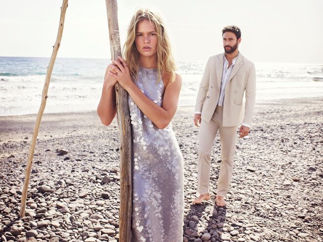 Amber Valletta, Anna Ewers e Noah Mills. Mango para primavera/verão 2018