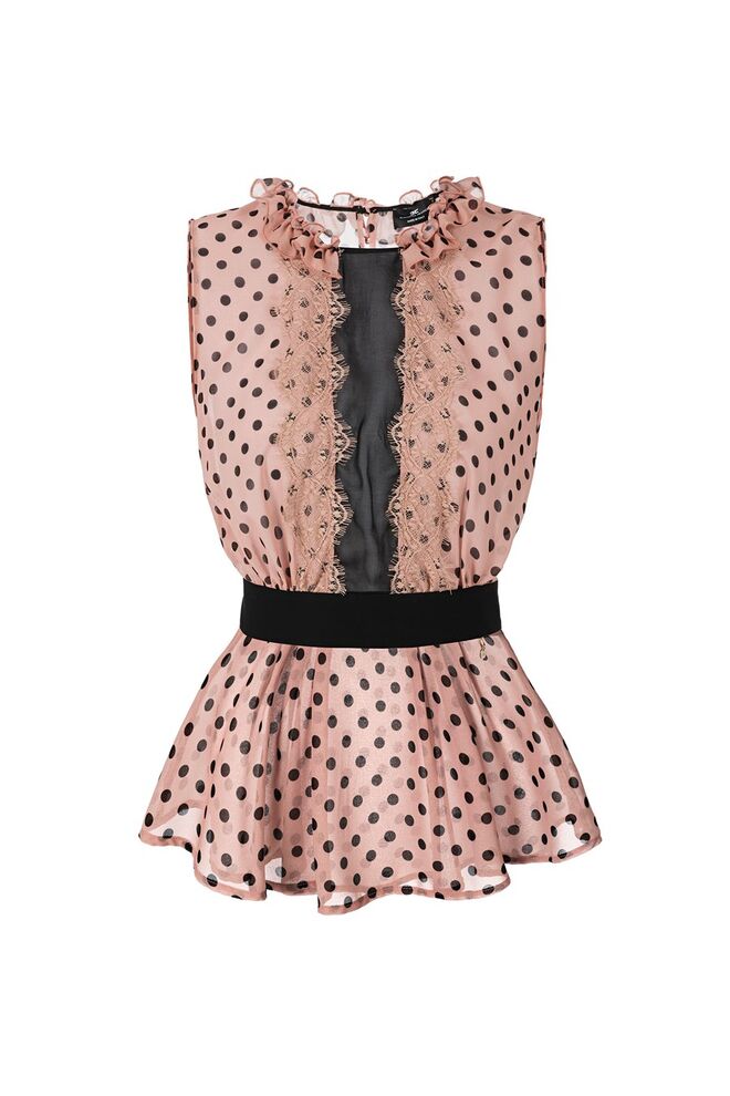 Top em poliéster, €256, Elisabetta Franchi