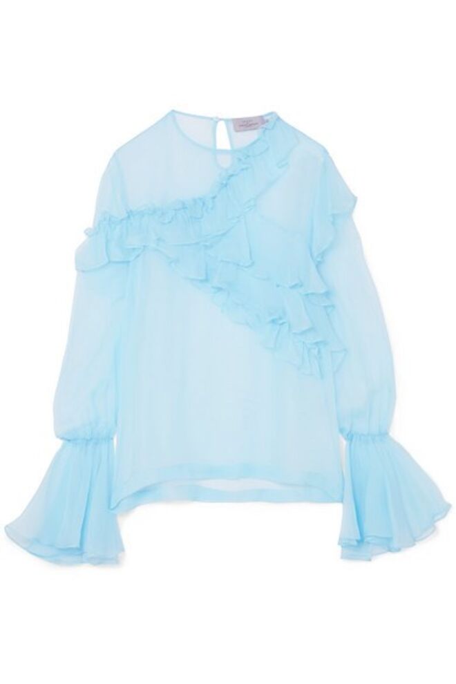 Blusa em seda, €663, Preen by Thornton Bregazzi, em net-a-porter.com