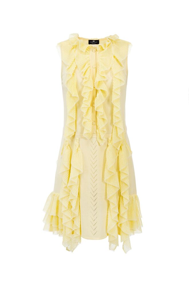 Vestido em viscose e poliéster, €547, Elisabetta Franchi