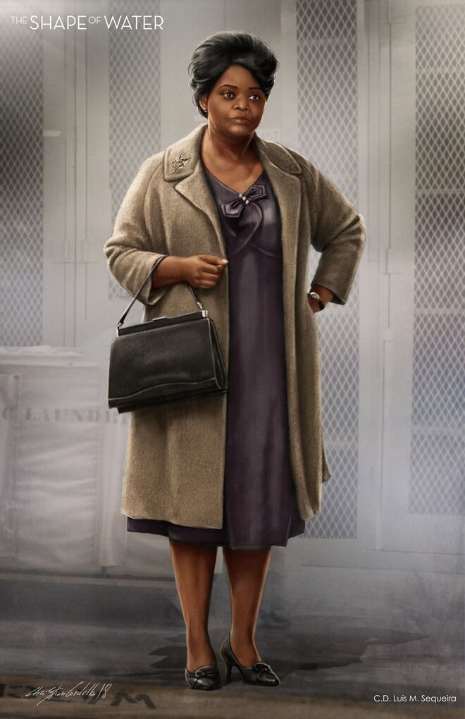 A Forma da Água, de Guillermo del Toro, com figurinos de Luis Sequeira. Ilustração de Christian Cordella