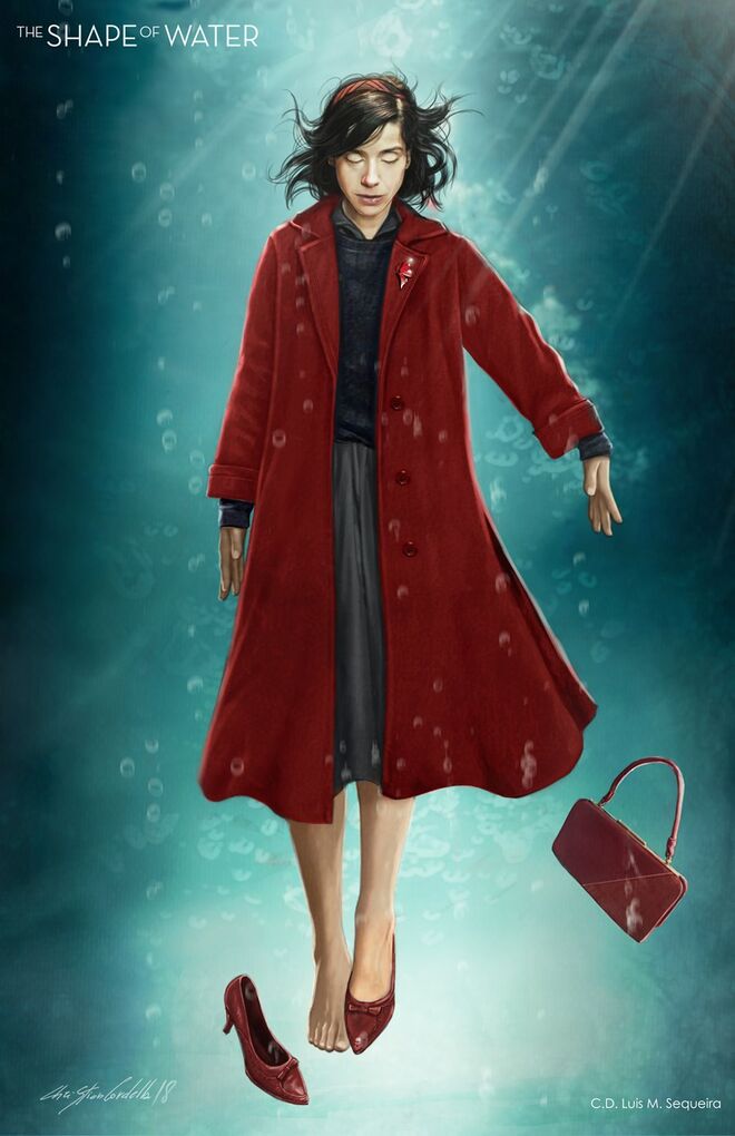 A Forma da Água, de Guillermo del Toro, com figurinos de Luis Sequeira. Ilustração de Christian Cordella