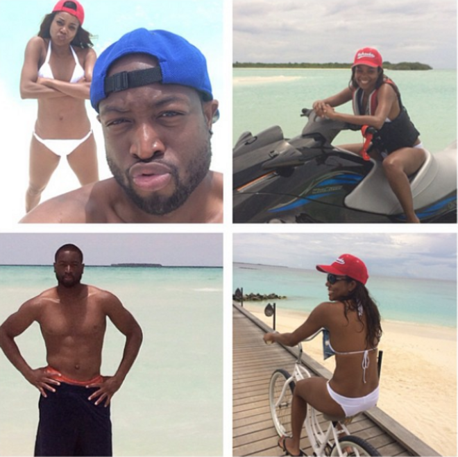 Gabrielle Union e Dwayne Wade | Casaram em Miami, em agosto de 2014, e seguiram depois para o primeiro destino da lua-de-mel, as Maldivas. O segundo destino foi a Tanzânia.