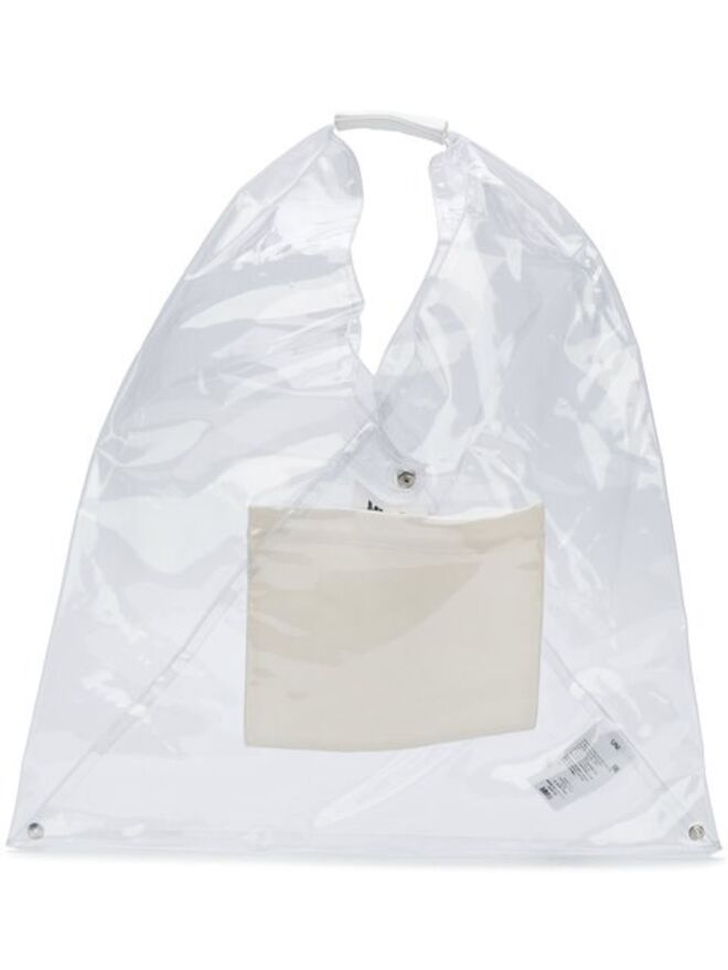 MM6 transparent tote, €190, Maison Margiela, em www.farfetch.com