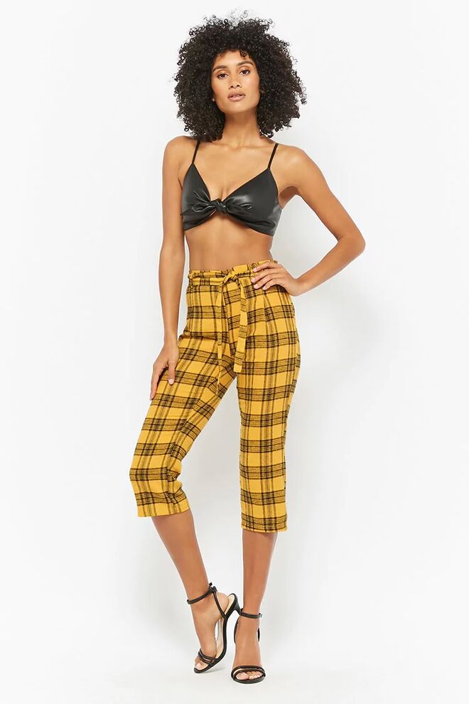 Plaid Flannel Paperbag Pants, €38, Forever 21
