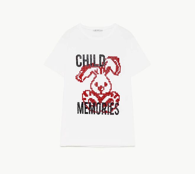 T-Shirt com gráfico e coelho, €12,95, Zara