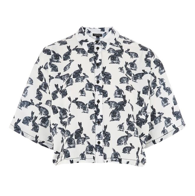Bunny Print Short Sleeve Shirt, €42, Topshop, em eu.topshop.com