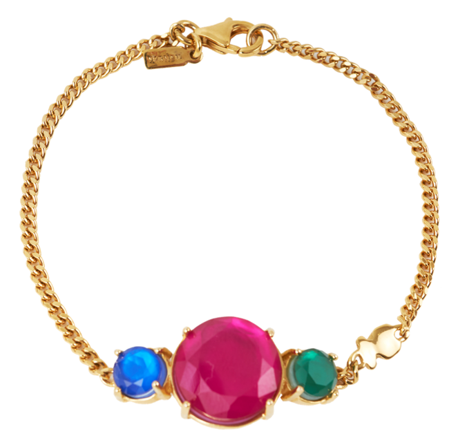 Pulseira em prata dourada com gemas hidrotermais e rubi, Tous, €99 (PVP €169) no Freeport Lisboa Fashion Outlet