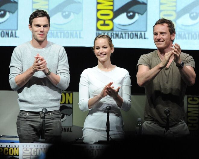 Jennifer Lawrence e Nicholas Hoult, em 2014, mas filmaram juntos o filme X-Men: Apocalipse em 2016