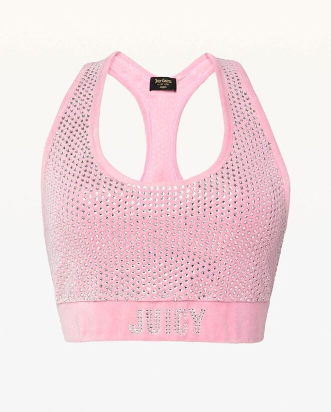 S-Embellished Crop Top no tom Bikini Pink, €1.034,90, Swarovski + Juicy Couture, em www.juicycouture.com