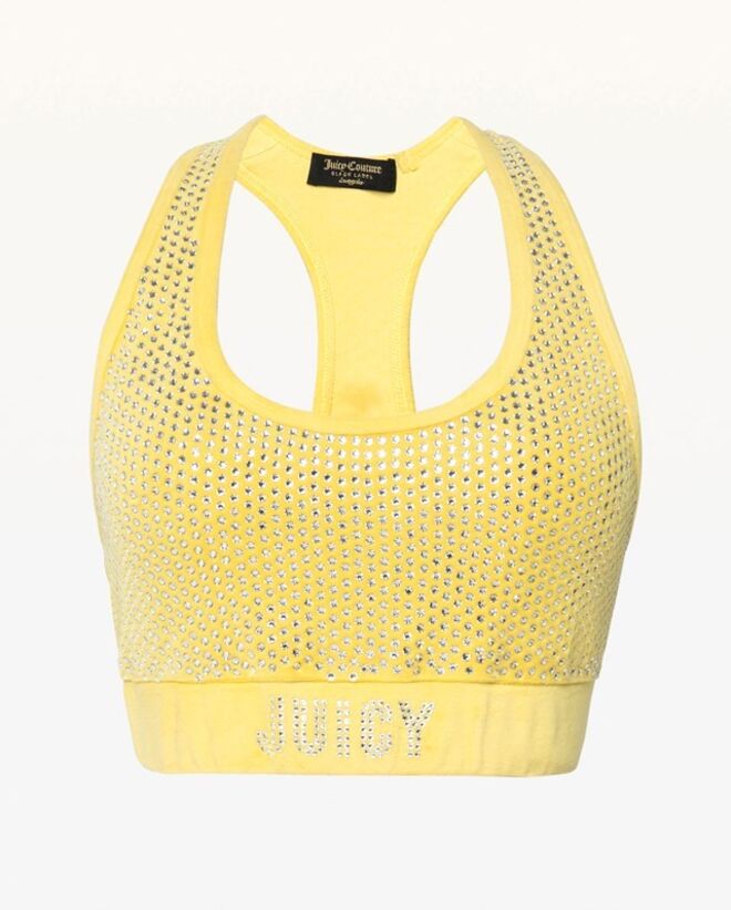 S-Embellished Crop Top no tom Bright Lemon, €1.034,90, Swarovski + Juicy Couture, em www.juicycouture.com