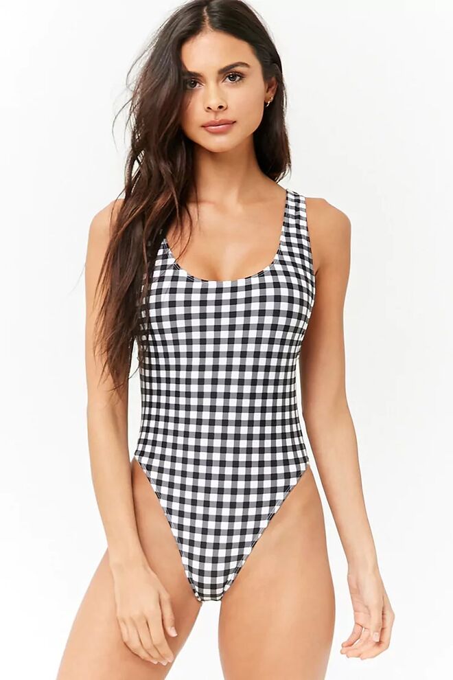 Gingham Print One-Piece Swimsuit, €20, Forever 21