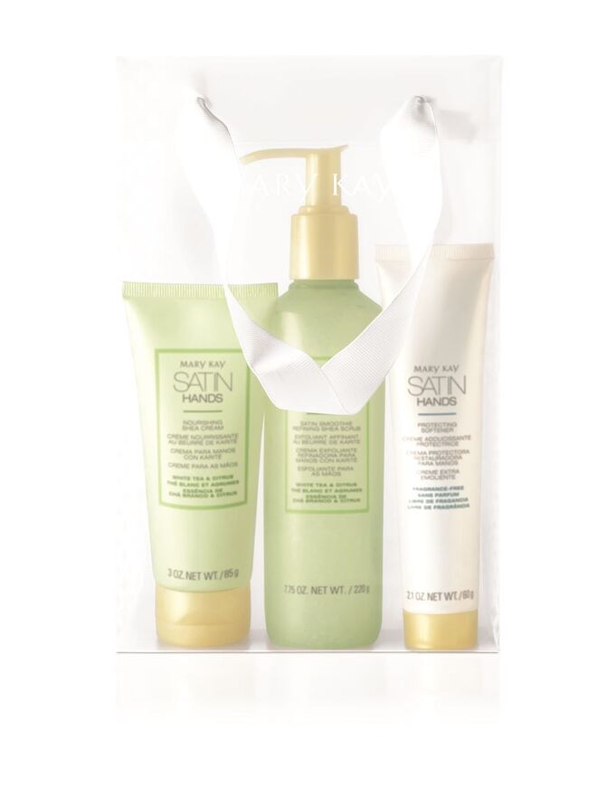 Conjunto Satin Hands de chá branco e citrinos, Mary Kay