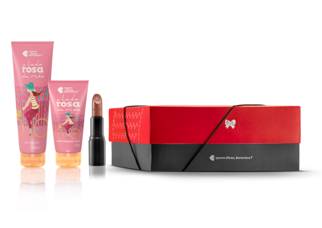 Kit loção hidratante O Lado Rosa da Vida, 100 ml, Creme hidratante O Lado Rosa da Vida, 50 g, Batom Se Joga, €14,90, quem disse, berenice?