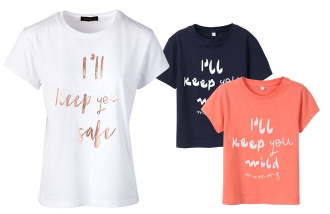 T-Shirt Dia da Mãe, €9,99 (mãe) e €4,99 (filhos) cada, MO, em www. mo-online.com