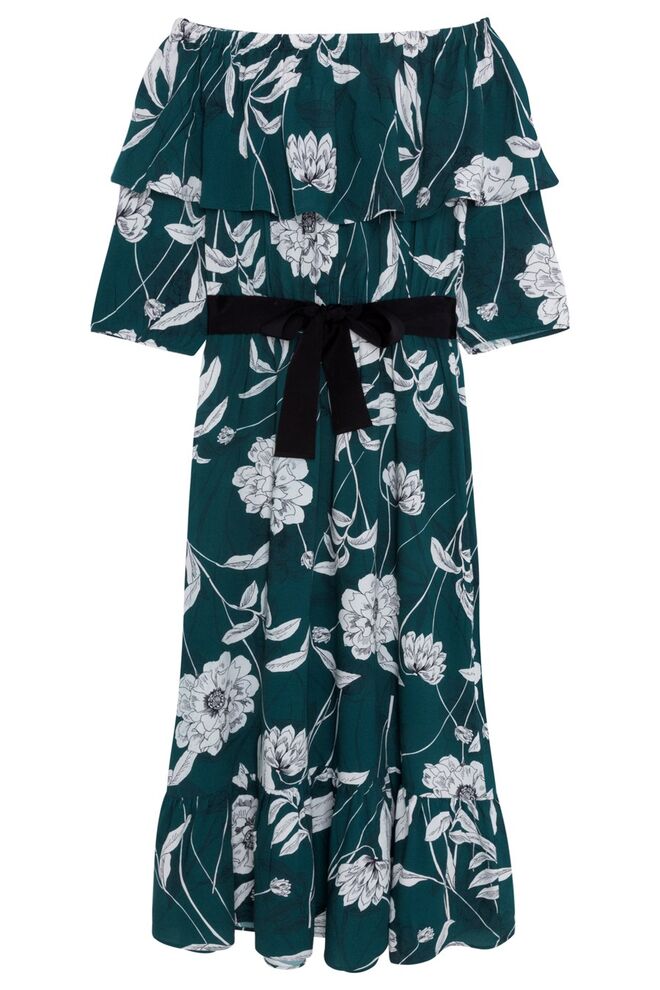 Vestido Verde Flor Grande, €39,99, Springfield