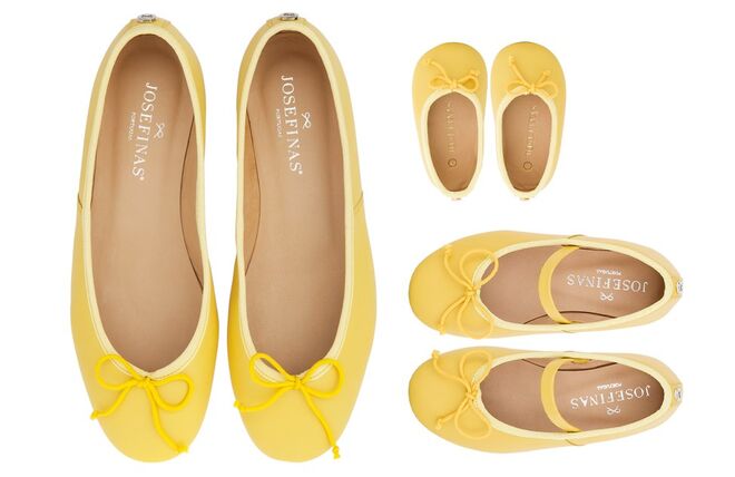 Amarelo Aurora, €149 (tamanho adulta), €87 (tamanho criança) e €87 (tamanho bebé), Josefinas Portugal, em www.josefinas.com/pt