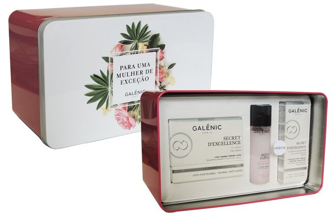 Coffret Dia da Mãe, composto por Creme Secret D’Excellence, 50 ml, Loção Aqua Infini, 40 ml, Soro Secret D’Excellence, 10 ml, €95,20, Galénic