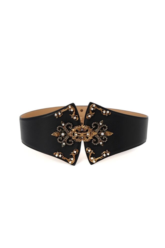 Cinto em pele, metal e strass, €467, Elisabetta Franchi