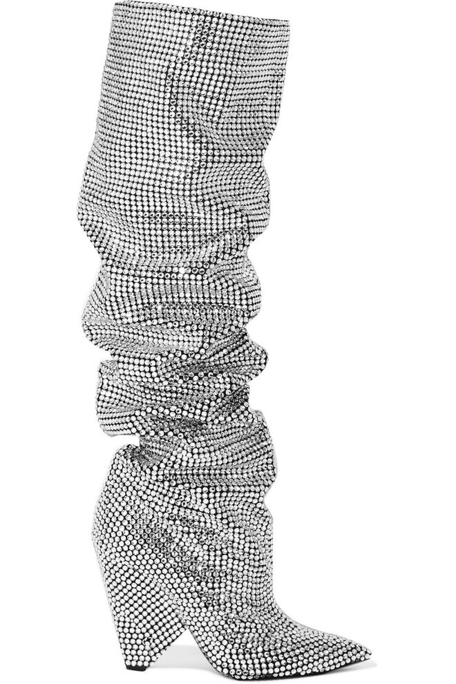 Botas em pele com cristais Swarovski, €8000, Saint Laurent