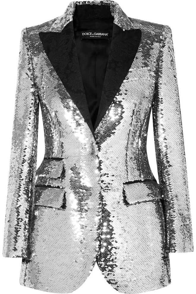 Blazer em crepe com lantejoulas, €2.950, Dolce & Gabbana 