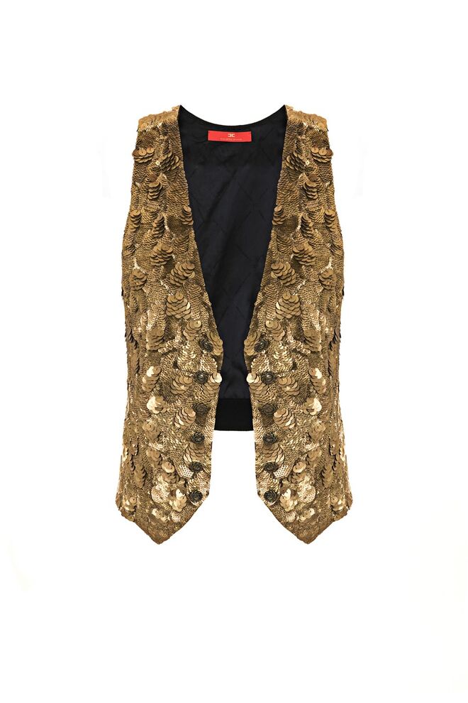 Colete em lantejoulas, Elisabetta Franchi (preço sob consulta)