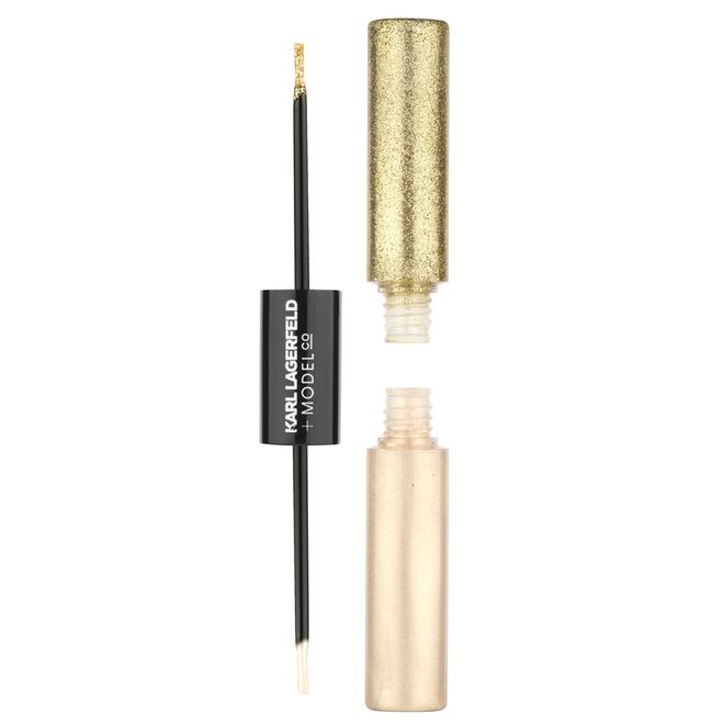 Karl Lagerfeld + ModelCo Liquid Glitter Eyeliner Duo no tom 24 Carat Karl Gold, edição limitada, €23,95, ModelCo, na Douglas