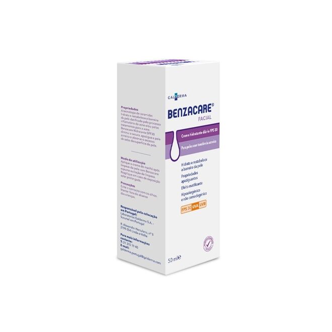 Hidratante facial FPS 30, Benzacare, em farmácias e parafarmácias